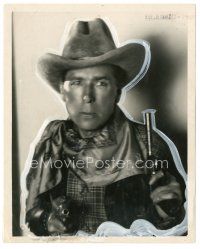 9t989 WILLIAM S. HART 8x10 still '20s great close up cowboy portrait holding two guns!