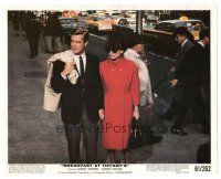 9t002 BREAKFAST AT TIFFANY'S color 8x10 still '61 Audrey Hepburn & Peppard holding hands on street!