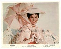 9t033 MARY POPPINS color 8x10 still '64 c/u smiling portrait of Julie Andrews with umbrella!