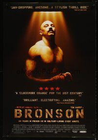 9w081 BRONSON DS 1sh '08 Nicolas Winding Refn, cool image of Tom Hardy in title role!