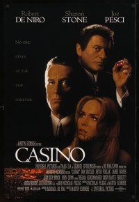 9w091 CASINO int'l DS 1sh '95 Scorsese, Robert De Niro & Sharon Stone, Pesci rolls snake-eyes!