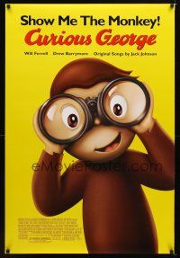 9w122 CURIOUS GEORGE DS 1sh '06 Will Ferrell & Drew Barrymore, art of cute monkey!