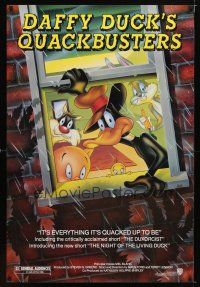 9w126 DAFFY DUCK'S QUACKBUSTERS 1sh '88 Mel Blanc, great cartoon art of Looney Tunes characters!
