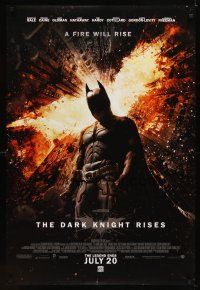 9w132 DARK KNIGHT RISES advance DS 1sh '12 Christian Bale as Batman, a fire will rise!