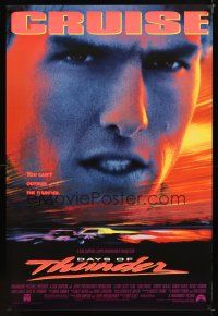 9w135 DAYS OF THUNDER 1sh '90 super close image of angry NASCAR race car driver Tom Cruise!