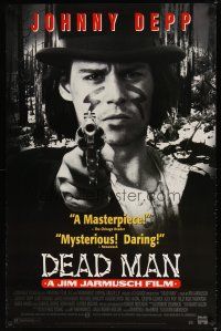 9w137 DEAD MAN video 1sh '96 great image of Johnny Depp pointing gun, Jim Jarmusch weird western!