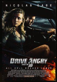 9w157 DRIVE ANGRY advance DS 1sh '11 Patrick Lussier, Nicolas Cage & sexy Amber Heard!