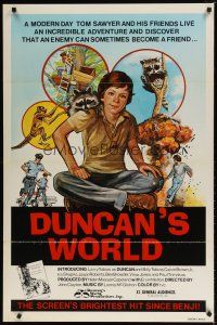 9w159 DUNCAN'S WORLD 1sh '78 art of Larry Tobias in title role as modern day Tom Sawyer!