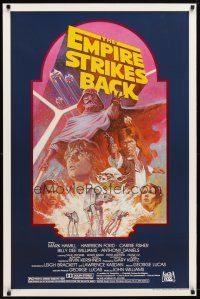 9w171 EMPIRE STRIKES BACK 1sh R82 George Lucas sci-fi classic, cool artwork by Tom Jung!