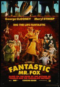 9w189 FANTASTIC MR. FOX teaser DS 1sh '09 Wes Anderson stop-motion, George Clooney, Meryl Streep!