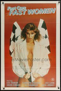 9w193 FAST CARS FAST WOMEN 1sh '81 sexy girl wearing racing jacket, Ron Jeremy, x-rated!