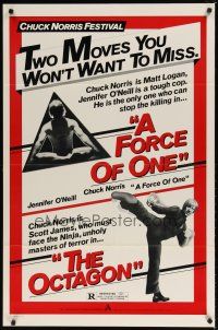 9w208 FORCE OF ONE/OCTAGON 1sh '81 martial arts double bill starring Chuck Norris!