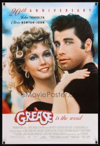 9w237 GREASE 1sh R98 close up of John Travolta & Olivia Newton-John in a most classic musical!