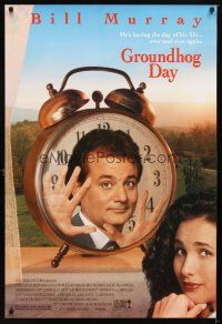 9w241 GROUNDHOG DAY DS 1sh '93 Bill Murray, Andie MacDowell, directed by Harold Ramis!