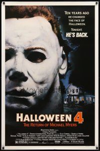 9w243 HALLOWEEN 4 1sh '88 Ten years ago he changed Halloween. tonight Michael Myers is back!