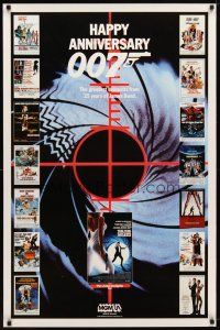 9w246 HAPPY ANNIVERSARY 007 TV 1sh '87 25 years of James Bond, cool image w/classic 007 posters!
