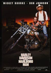 9w250 HARLEY DAVIDSON & THE MARLBORO MAN 1sh '91 Mickey Rourke & Don Johnson in title roles!