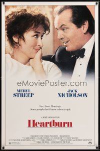 9w257 HEARTBURN 1sh '86 close-up of Jack Nicholson & Meryl Streep, directed by Mike Nichols!
