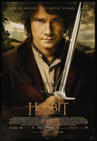 9w262 HOBBIT: AN UNEXPECTED JOURNEY int'l advance DS 1sh '12 Tolkien, Martin Freeman as Bilbo w/Sting!