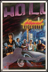 9w264 HOLLYWOOD VICE SQUAD 1sh '86 It's a long way from Miami, art by Dellorco!