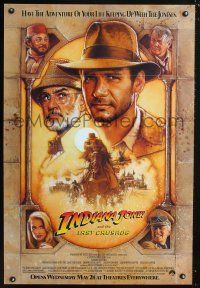 9w297 INDIANA JONES & THE LAST CRUSADE advance 1sh '89 art of Ford & Sean Connery by Drew!