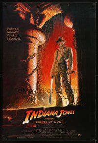 9w301 INDIANA JONES & THE TEMPLE OF DOOM 1sh '84 adventure is Ford's name, Bruce Wolfe art!