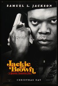 9w317 JACKIE BROWN teaser 1sh '97 Quentin Tarantino, cool image of Samuel L. Jackson!
