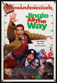 9w329 JINGLE ALL THE WAY style A advance DS 1sh '96 Arnold Schwarzenegger, Sinbad, 2 dads & 1 toy!