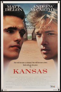 9w348 KANSAS 1sh '88 huge close-up image of Matt Dillon & Andrew McCarthy!