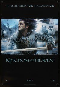 9w361 KINGDOM OF HEAVEN style A teaser DS 1sh '05 great close image of Orlando Bloom!