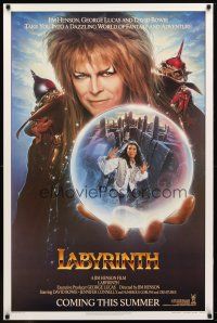 9w377 LABYRINTH teaser 1sh '86 Jim Henson, art of David Bowie & Jennifer Connelly by Chorney!