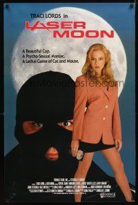 9w382 LASER MOON video 1sh '93 cool image of sexy cop Traci Lords w/badge!