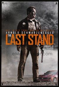 9w390 LAST STAND teaser DS 1sh '13 full-length Arnold Schwarzenegger w/gun & Camaro!