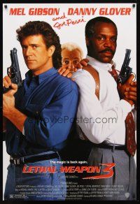 9w406 LETHAL WEAPON 3 1sh '92 great image of cops Mel Gibson, Glover, & Joe Pesci!