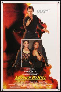 9w409 LICENCE TO KILL 1sh '89 Timothy Dalton as Bond, Carey Lowell, sexy Talisa Soto!