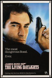 9w421 LIVING DAYLIGHTS teaser 1sh '87 Timothy Dalton as the most dangerous James Bond ever!