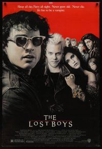 9w437 LOST BOYS 1sh '87 teen vampire Kiefer Sutherland, directed by Joel Schumacher!