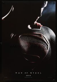 9w454 MAN OF STEEL teaser DS 1sh '13 close-up of Henry Cavill in the title role as Superman!