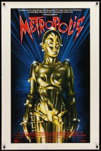 9w476 METROPOLIS int'l 1sh R84 Fritz Lang classic, Girogio Moroder, art of female robot by Nikosey!