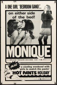 9w484 MONIQUE/HOT PANTS HOLIDAY 1sh '70s lesbian sexploitation double-bill!