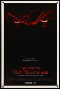 9w517 NEW NIGHTMARE advance 1sh '94 Robert Englund as Freddy Kruger, Heather Langenkamp!