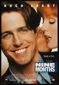 9w527 NINE MONTHS style B advance 1sh '95 pretty Julianne Moore whispers to Hugh Grant!