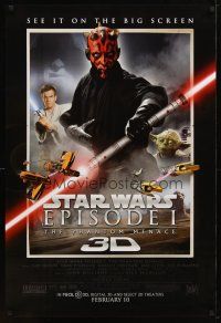 9w578 PHANTOM MENACE advance 1sh R12 George Lucas, Star Wars Episode I in 3-D!