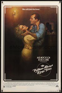 9w594 POSTMAN ALWAYS RINGS TWICE 1sh '81 art of Jack Nicholson & Jessica Lange by Rudy Obrero!