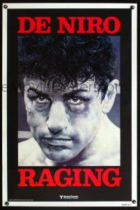 9w619 RAGING BULL teaser 1sh '80 Martin Scorsese, classic close up boxing image of Robert De Niro!