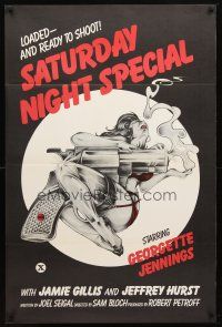 9w669 SATURDAY NIGHT SPECIAL 1sh '76 sexy art of near-naked girl with huge smoking gun!