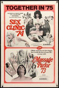 9w687 SEX CLINIC '74/MASSAGE PARLOR '73 1sh '75 see it with the love of your life, sexy double-bill!