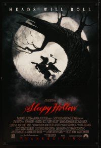 9w712 SLEEPY HOLLOW advance 1sh '99 directed by Tim Burton, cool image of headless horseman!
