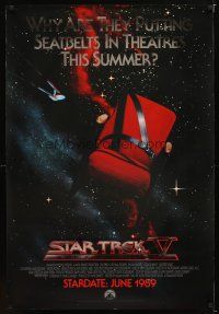 9w738 STAR TREK V foil advance 1sh '89 The Final Frontier, theater chair with seatbelt in space!