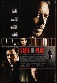 9w749 STATE OF PLAY advance DS 1sh '09 Russell Crowe, Affleck, McAdams & Helen Mirren!
